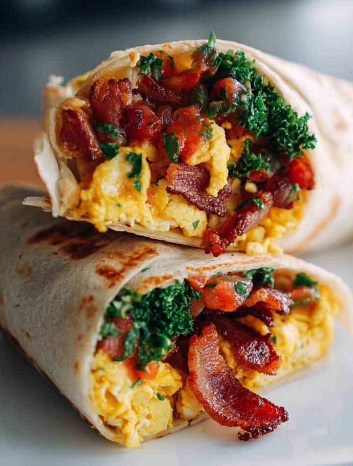 Bacon breakfast burrito wraps