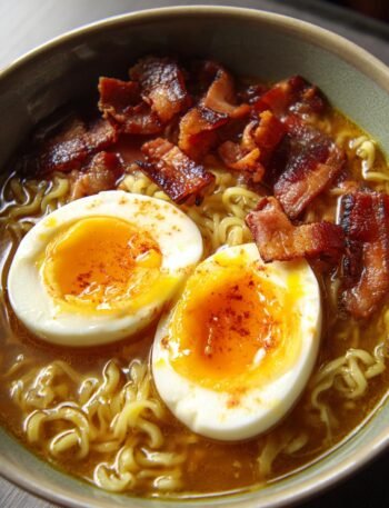 Bacon egg ramen bowl