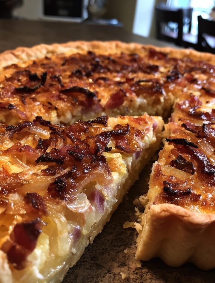 Bacon onion caramelized tart