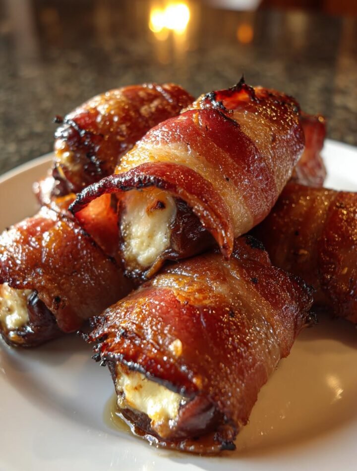 Bacon wrapped stuffed dates