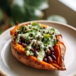Baked sweet potato with black beans