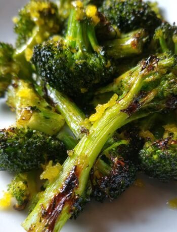 Grilled Broccoli with lemon zest and olive oil