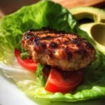 Grilled turkey burger with lettuce wrap