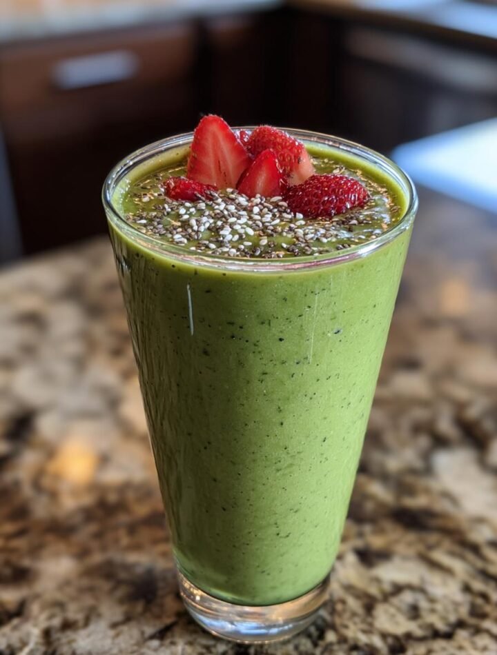 Smoothie with spinach, berries, and protein