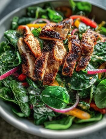 Spinach and grilled chicken salad