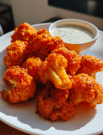 Vegan buffalo cauliflower wings