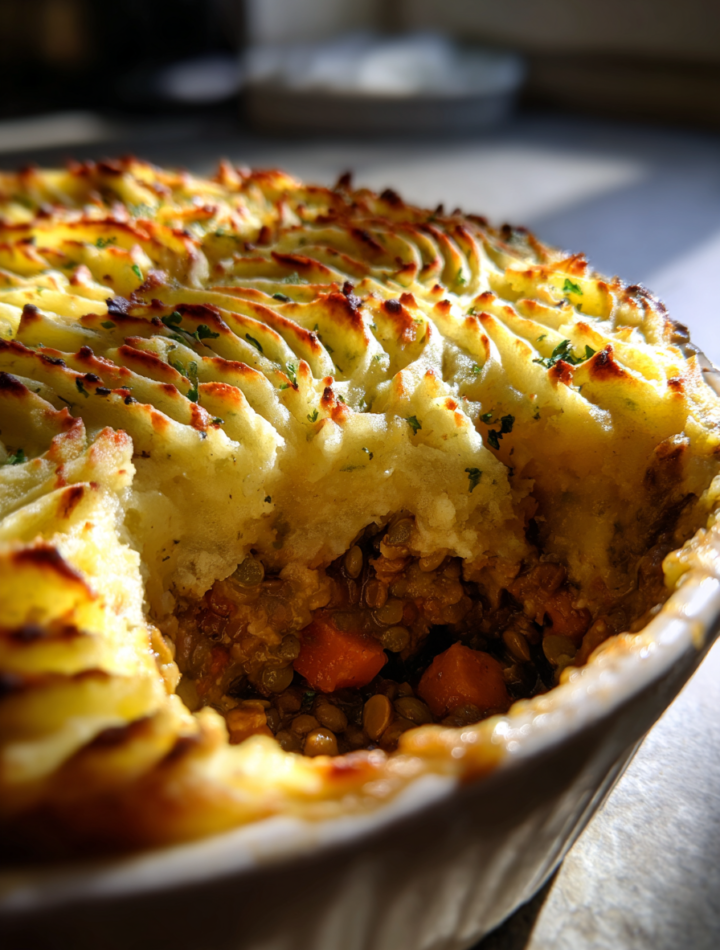Vegan lentil shepherd’s pie
