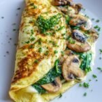 Veggie omelet with spinach and mushrooms