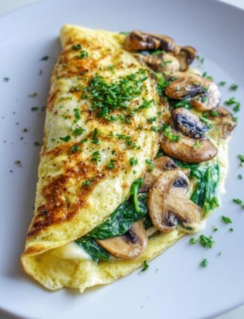 Veggie omelet with spinach and mushrooms