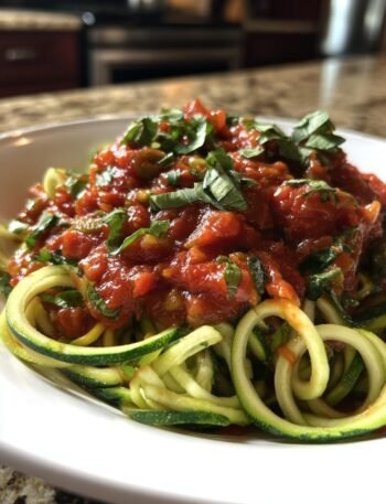 Zucchini noodles with tomato sauce