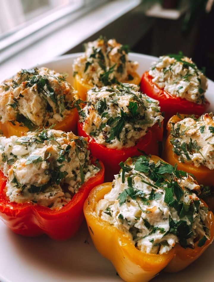 Cottage cheese and herb stuffed peppers