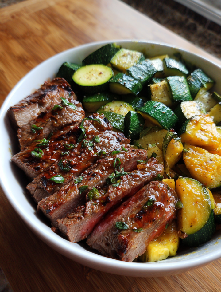 Cozy Grilled Steak Bowl with Zucchini