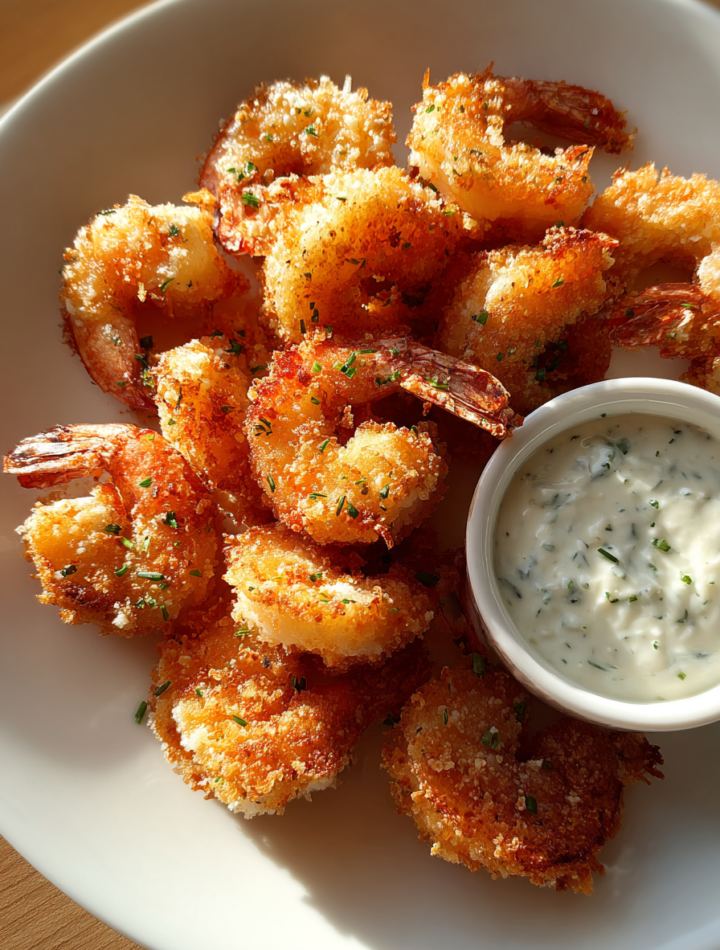 Crispy Air Fryer Shrimp with Garlic Dip