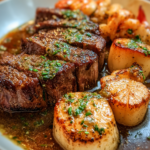 Garlic Butter Steak and Scallops