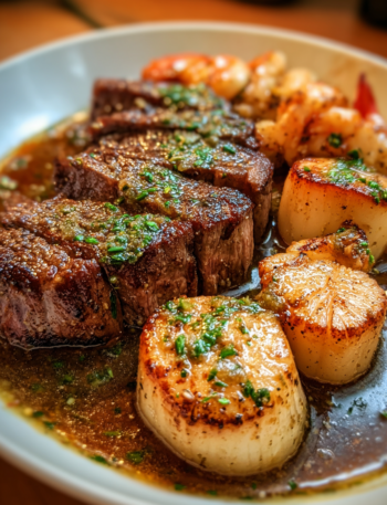 Garlic Butter Steak and Scallops