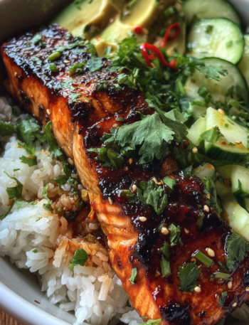 Honey Sriracha Glazed Salmon Bowls