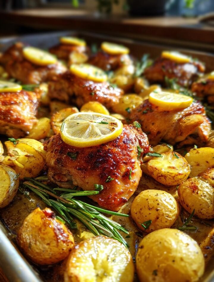 Lemon rosemary sheet-pan chicken with fingerling potatoes