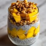 Mango coconut chia pudding parfaits with granola