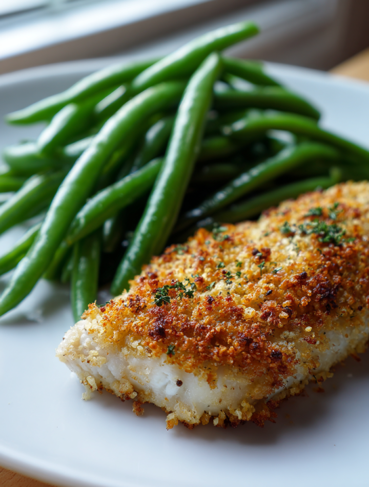 Parmesan Crusted Tilapia and Green Beans
