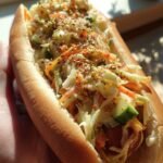 Quick pickle-slaw hot dog with everything seasoning