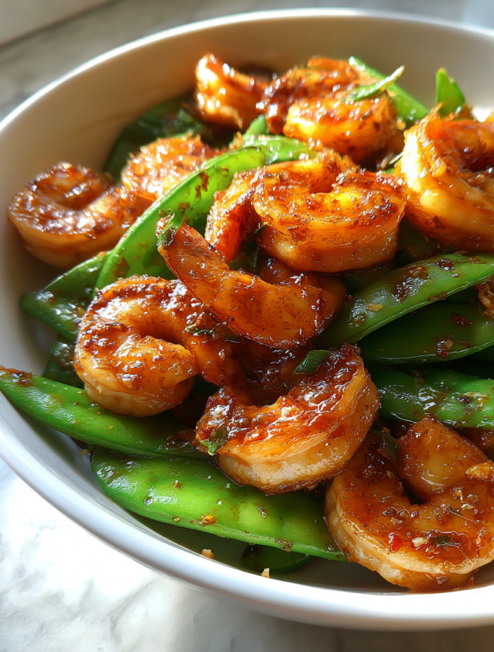 Sweet Chili Shrimp and Snap Pea Skillet