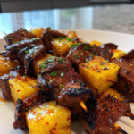 Sweet and Spicy Pineapple Beef Skewers