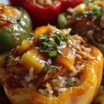 Teriyaki Pineapple Chicken and Rice Stuffed Peppers
