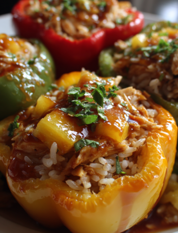 Teriyaki Pineapple Chicken and Rice Stuffed Peppers