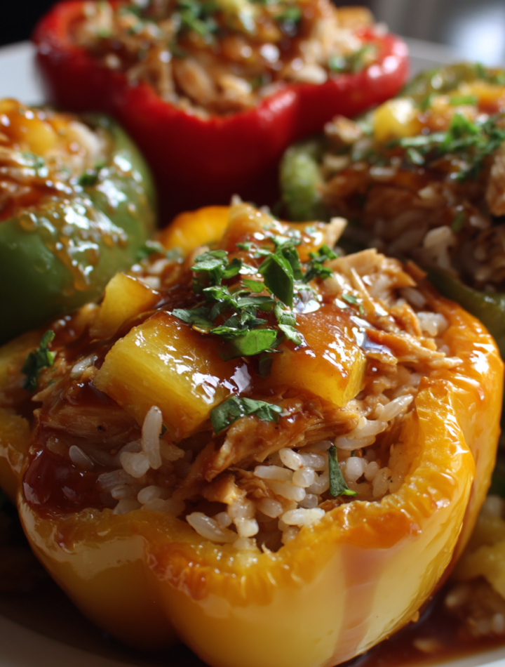Teriyaki Pineapple Chicken and Rice Stuffed Peppers