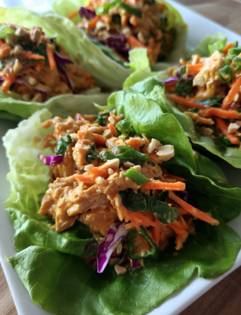 Thai Peanut Chicken Lettuce Wraps