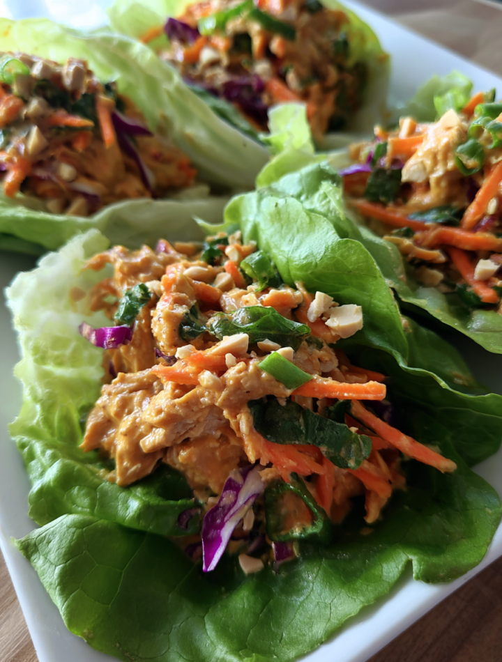 Thai Peanut Chicken Lettuce Wraps