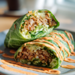 Turkey Burger Cabbage Wraps with Sriracha Mayo