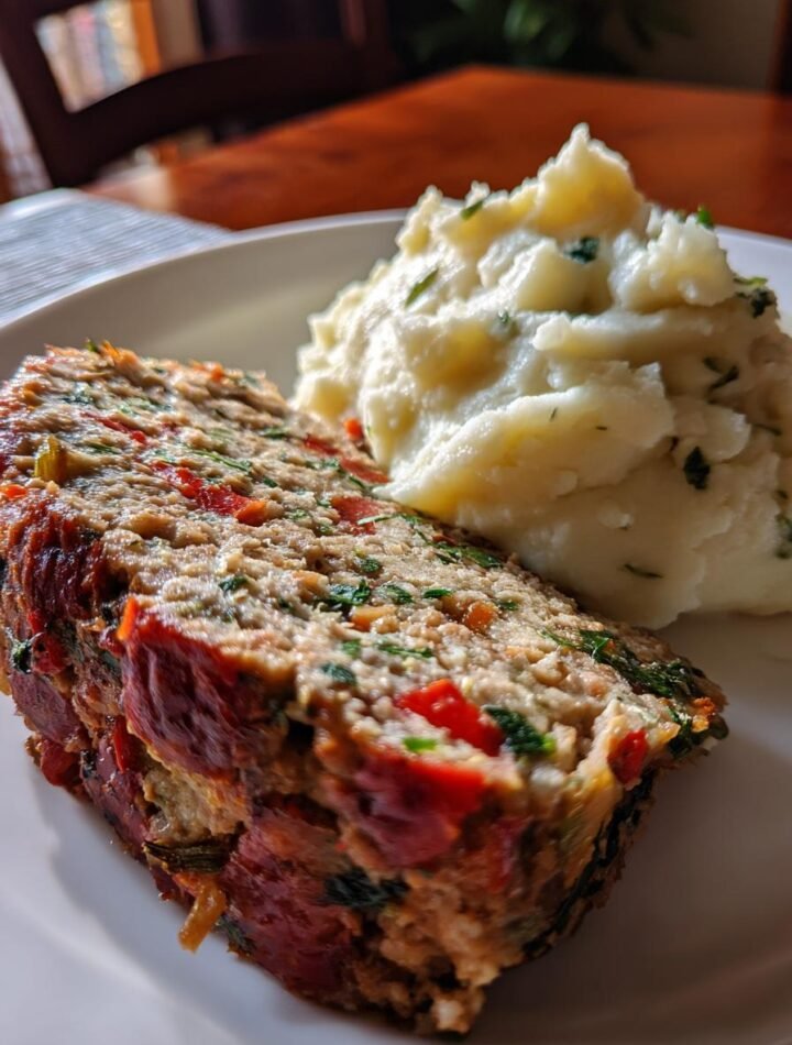 Veggie-packed turkey meatloaf with mashed cauliflower.