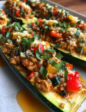 Zucchini Boat Ground Turkey Tacos